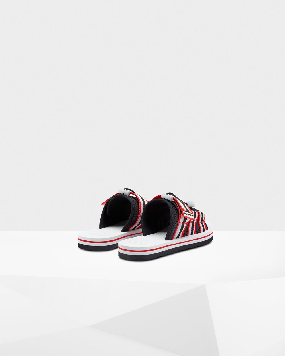 Men Hunter Original Beach | Slides Black/White/Red | NZ-23415-RHQM